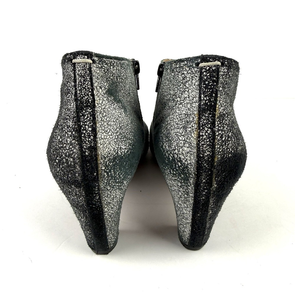 Maison Martin Margiela Open Toe Bootie‎ 39.5 Suede Zip Up Black White Crackle 9 - Picture 5 of 12